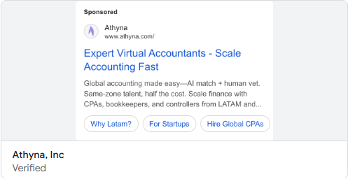 Athyna search ad
